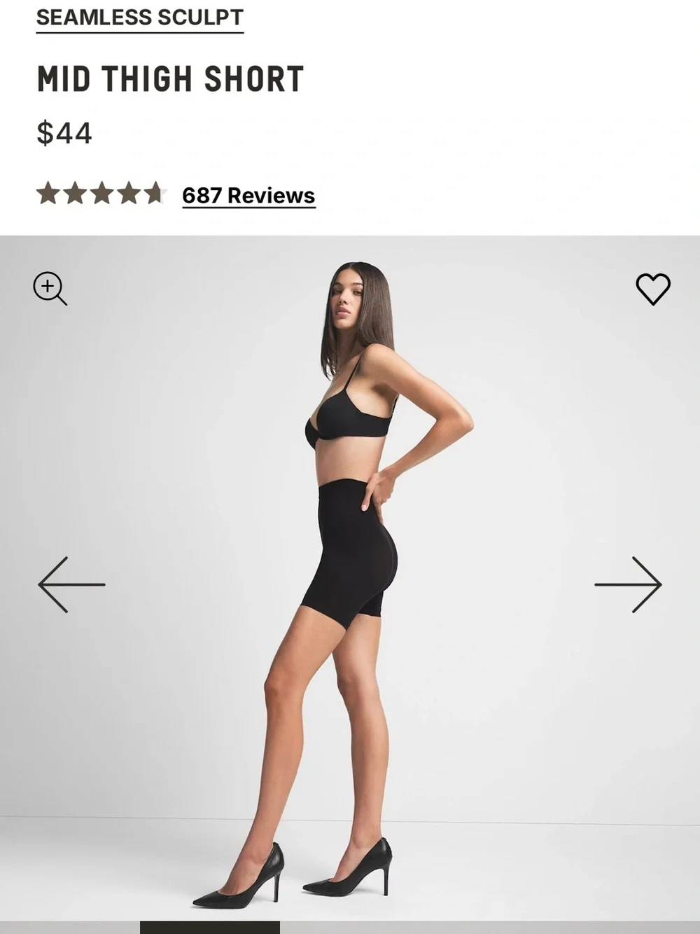 SKIMS Seamless Sculpt Mid Thigh Short Onyx Black Large NWOT!